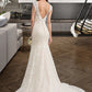 Genesis Trumpet/Mermaid V-neck Court Train Lace Wedding Dress DEP0013804