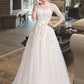 Denisse Ball-Gown/Princess V-neck Court Train Tulle Wedding Dress With Beading Appliques Lace Sequins Bow(s) DEP0013809