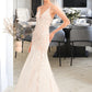 Clare Trumpet/Mermaid V-neck Court Train Wedding Dress With Lace DEP0013814