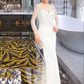 Valeria Trumpet/Mermaid V-neck Sweep Train Stretch Crepe Wedding Dress With Beading Sequins DEP0013816