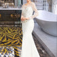 Valeria Trumpet/Mermaid V-neck Sweep Train Stretch Crepe Wedding Dress With Beading Sequins DEP0013816