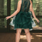 Tiffany Ball-Gown/Princess Scoop Short/Mini Lace Tulle Homecoming Dress With Sequins DEP0020537