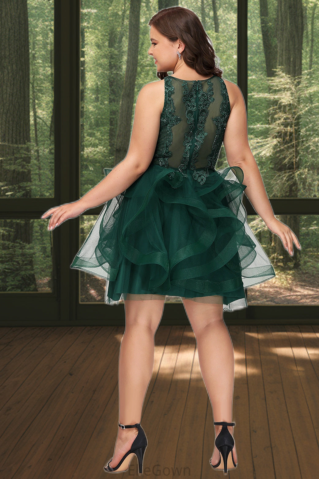 Tiffany Ball-Gown/Princess Scoop Short/Mini Lace Tulle Homecoming Dress With Sequins DEP0020537