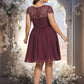 Amira A-line Scoop Knee-Length Lace Chiffon Homecoming Dress DEP0025698