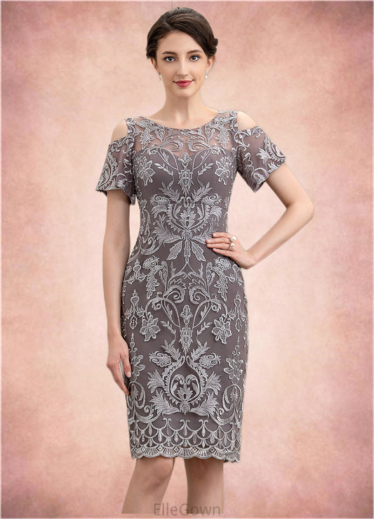 Lila Sheath/Column Scoop Neck Knee-Length Lace Mother of the Bride Dress DE126P0014944