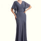 Jamie Trumpet/Mermaid V-neck Floor-Length Chiffon Mother of the Bride Dress DE126P0014951