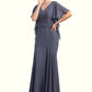 Jamie Trumpet/Mermaid V-neck Floor-Length Chiffon Mother of the Bride Dress DE126P0014951