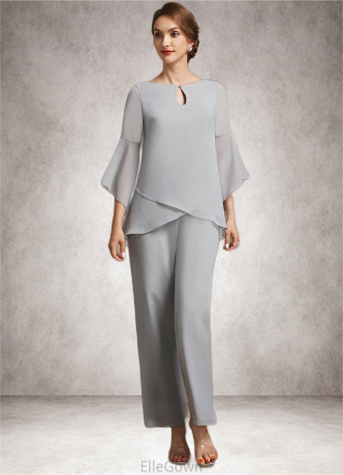 Janae Jumpsuit/Pantsuit Scoop Neck Ankle-Length Chiffon Mother of the Bride Dress DE126P0014958