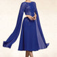 Zoe A-Line Scoop Neck Tea-Length Chiffon Lace Mother of the Bride Dress With Sequins DE126P0014960