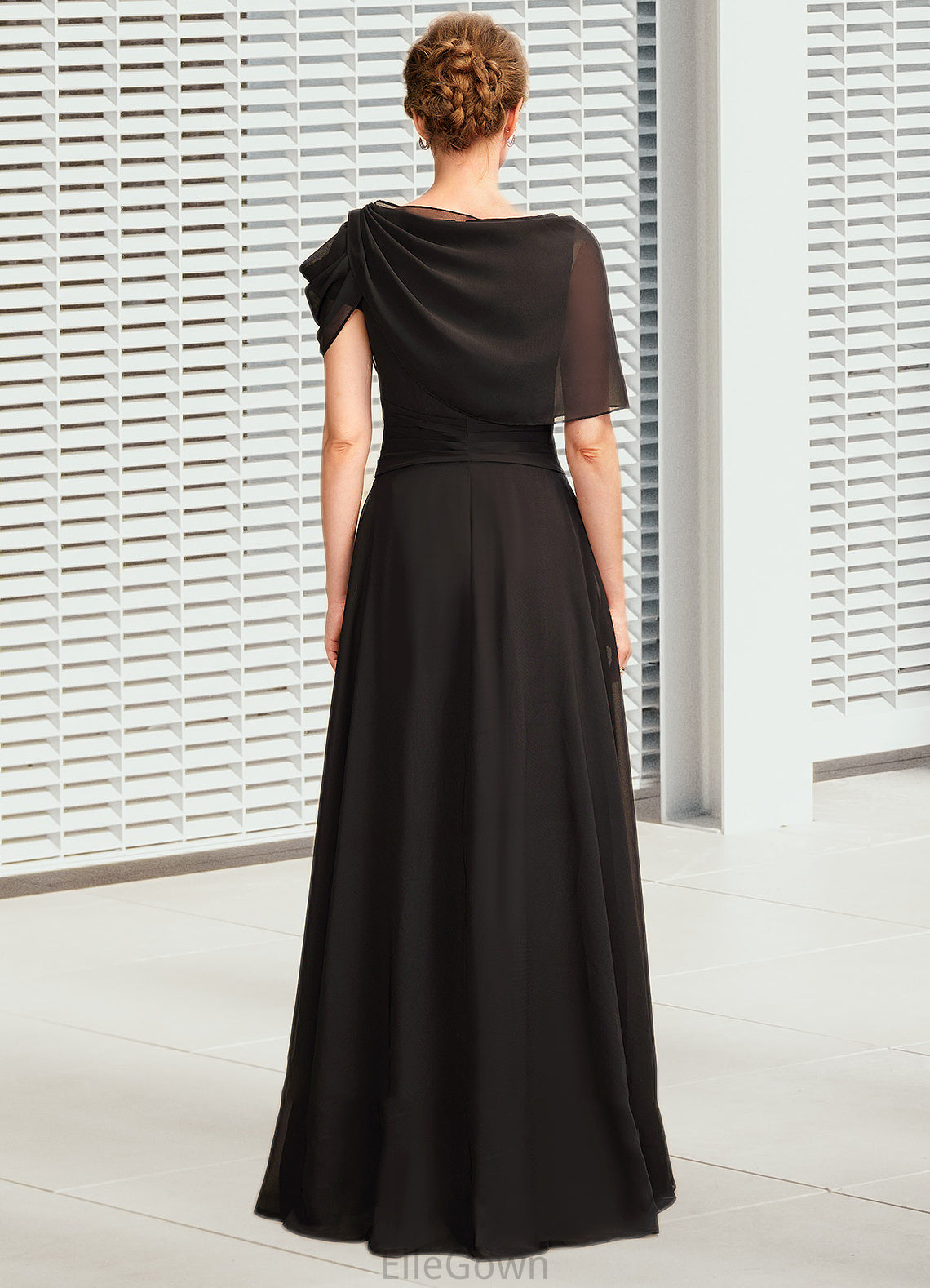 Robin A-Line Scoop Neck Floor-Length Chiffon Mother of the Bride Dress With Ruffle Beading DE126P0014970