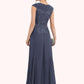 Millie A-Line V-neck Ankle-Length Chiffon Lace Mother of the Bride Dress With Ruffle Beading DE126P0014971