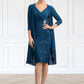 Zaniyah Sheath/Column V-neck Knee-Length Chiffon Lace Mother of the Bride Dress With Crystal Brooch DE126P0014972