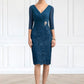 Zaniyah Sheath/Column V-neck Knee-Length Chiffon Lace Mother of the Bride Dress With Crystal Brooch DE126P0014972