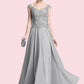 Brooke A-Line V-neck Floor-Length Chiffon Mother of the Bride Dress With Appliques Lace DE126P0014974