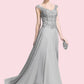 Brooke A-Line V-neck Floor-Length Chiffon Mother of the Bride Dress With Appliques Lace DE126P0014974