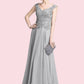 Brooke A-Line V-neck Floor-Length Chiffon Mother of the Bride Dress With Appliques Lace DE126P0014974