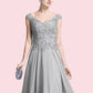 Brooke A-Line V-neck Floor-Length Chiffon Mother of the Bride Dress With Appliques Lace DE126P0014974