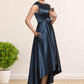 Norma A-Line Scoop Neck Asymmetrical Satin Mother of the Bride Dress With Bow(s) Pockets DE126P0014976