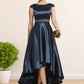 Norma A-Line Scoop Neck Asymmetrical Satin Mother of the Bride Dress With Bow(s) Pockets DE126P0014976