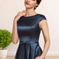 Norma A-Line Scoop Neck Asymmetrical Satin Mother of the Bride Dress With Bow(s) Pockets DE126P0014976