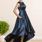 Norma A-Line Scoop Neck Asymmetrical Satin Mother of the Bride Dress With Bow(s) Pockets DE126P0014976