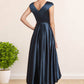 Norma A-Line Scoop Neck Asymmetrical Satin Mother of the Bride Dress With Bow(s) Pockets DE126P0014976