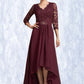 Fernanda A-Line V-neck Asymmetrical Chiffon Lace Mother of the Bride Dress With Beading Sequins DE126P0014980