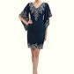 Dayana Sheath/Column V-neck Knee-Length Chiffon Lace Mother of the Bride Dress With Sequins DE126P0014983