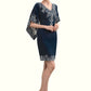 Dayana Sheath/Column V-neck Knee-Length Chiffon Lace Mother of the Bride Dress With Sequins DE126P0014983