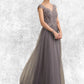 Ava A-Line/Princess V-neck Floor-Length Tulle Lace Mother of the Bride Dress With Sequins DE126P0014985