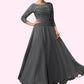 Malia A-Line Scoop Neck Ankle-Length Chiffon Lace Mother of the Bride Dress With Ruffle DE126P0014990