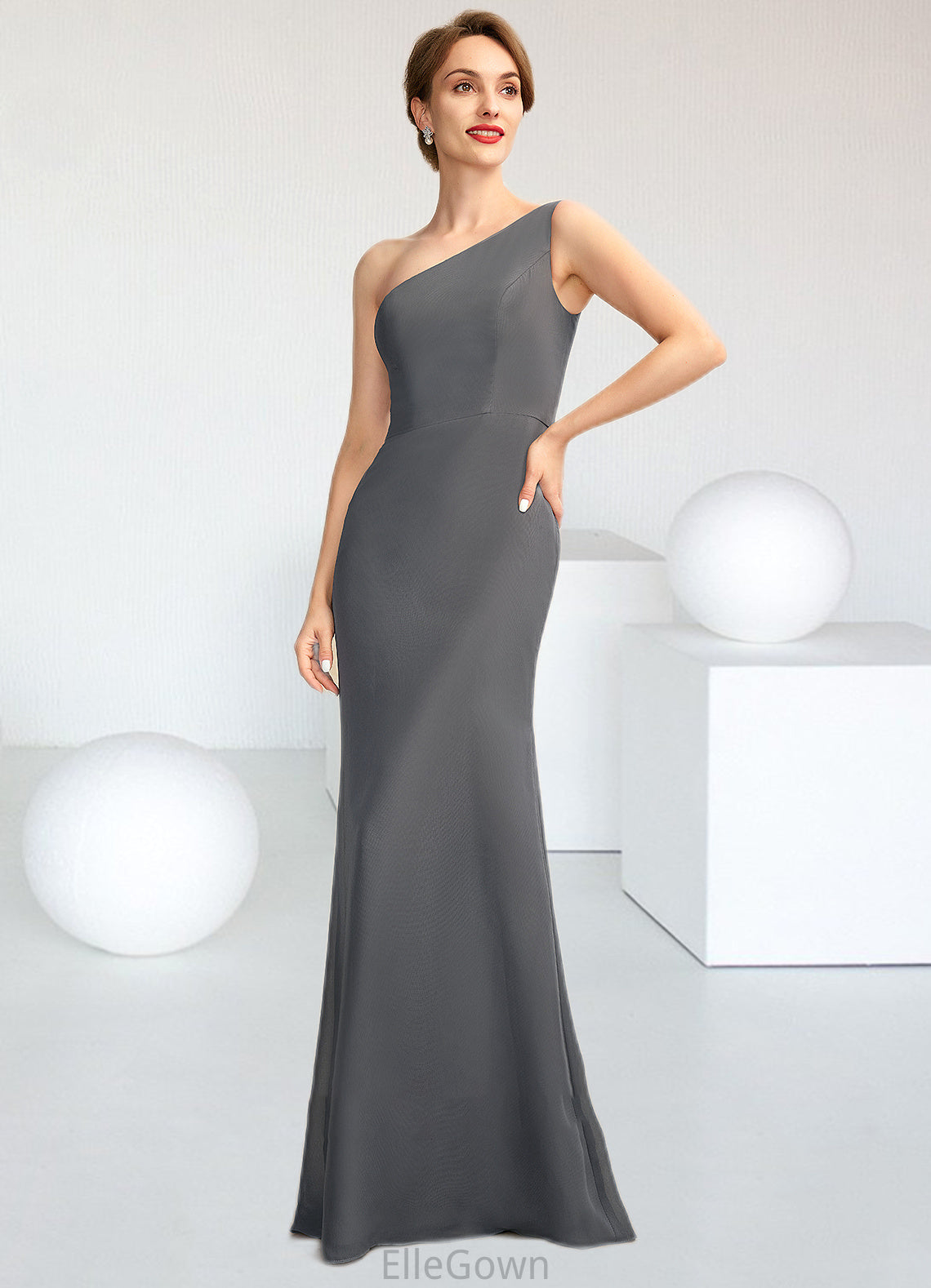 Chasity Sheath/Column One-Shoulder Floor-Length Chiffon Mother of the Bride Dress DE126P0014995