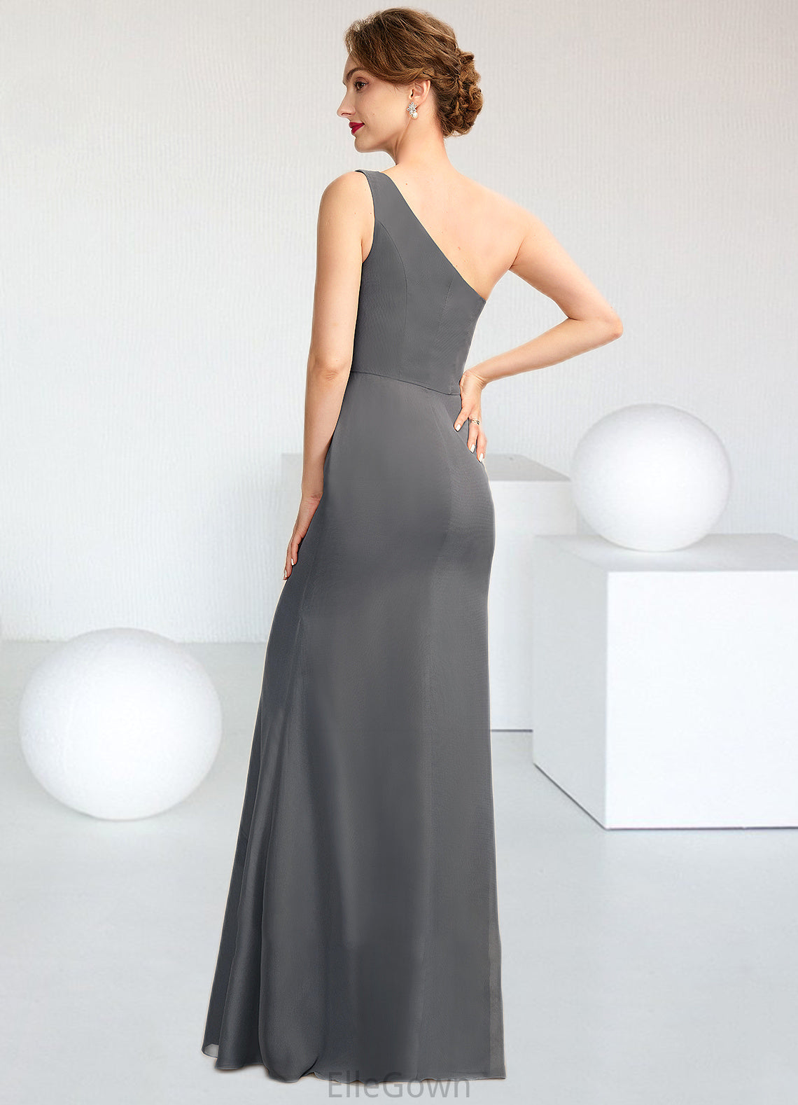 Chasity Sheath/Column One-Shoulder Floor-Length Chiffon Mother of the Bride Dress DE126P0014995