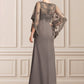 Genevieve Sheath/Column Scoop Neck Floor-Length Chiffon Lace Mother of the Bride Dress DE126P0014996