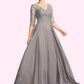 Catalina A-Line V-neck Floor-Length Chiffon Lace Mother of the Bride Dress With Sequins DE126P0014999