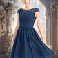 Amira A-line Scoop Knee-Length Lace Chiffon Homecoming Dress DEP0025698