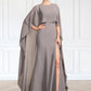 Carlee Sheath/Column Scoop Neck Sweep Train Chiffon Mother of the Bride Dress With Split Front DE126P0015000