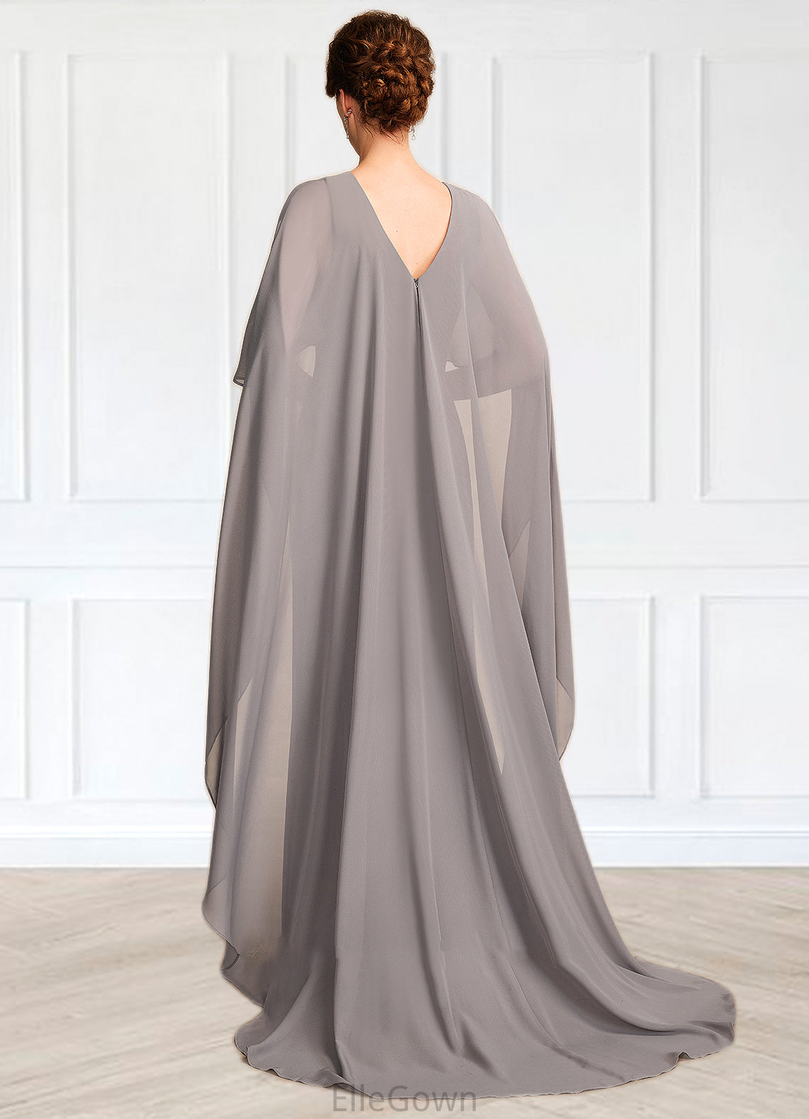 Carlee Sheath/Column Scoop Neck Sweep Train Chiffon Mother of the Bride Dress With Split Front DE126P0015000