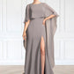 Carlee Sheath/Column Scoop Neck Sweep Train Chiffon Mother of the Bride Dress With Split Front DE126P0015000