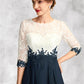 Dana A-Line Scoop Neck Tea-Length Chiffon Lace Mother of the Bride Dress DE126P0015002