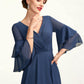 Nora A-Line V-neck Floor-Length Chiffon Mother of the Bride Dress With Cascading Ruffles DE126P0015003