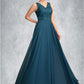 Hadassah A-Line V-neck Floor-Length Chiffon Lace Mother of the Bride Dress With Beading Sequins DE126P0015004