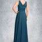 Hadassah A-Line V-neck Floor-Length Chiffon Lace Mother of the Bride Dress With Beading Sequins DE126P0015004