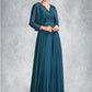 Hadassah A-Line V-neck Floor-Length Chiffon Lace Mother of the Bride Dress With Beading Sequins DE126P0015004