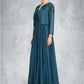 Hadassah A-Line V-neck Floor-Length Chiffon Lace Mother of the Bride Dress With Beading Sequins DE126P0015004