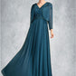 Hadassah A-Line V-neck Floor-Length Chiffon Lace Mother of the Bride Dress With Beading Sequins DE126P0015004