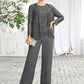 Isis Jumpsuit/Pantsuit Scoop Neck Floor-Length Chiffon Lace Mother of the Bride Dress DE126P0015006