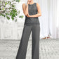 Isis Jumpsuit/Pantsuit Scoop Neck Floor-Length Chiffon Lace Mother of the Bride Dress DE126P0015006