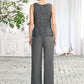 Isis Jumpsuit/Pantsuit Scoop Neck Floor-Length Chiffon Lace Mother of the Bride Dress DE126P0015006