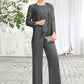 Isis Jumpsuit/Pantsuit Scoop Neck Floor-Length Chiffon Lace Mother of the Bride Dress DE126P0015006